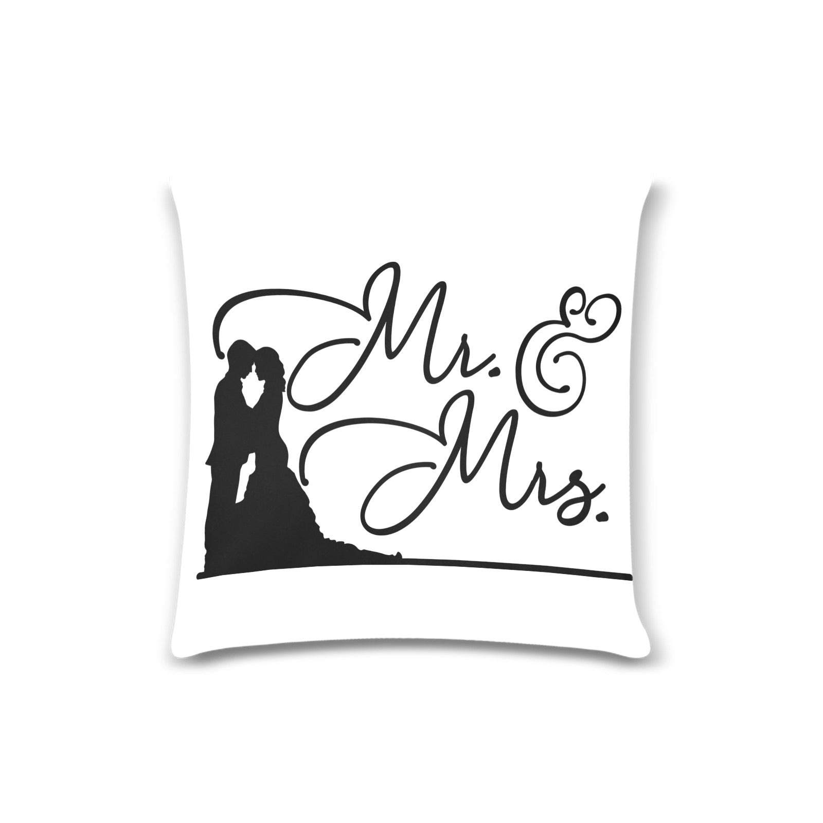 MrMrs Custom Zippered Pillow Case 16"x16" (one side)